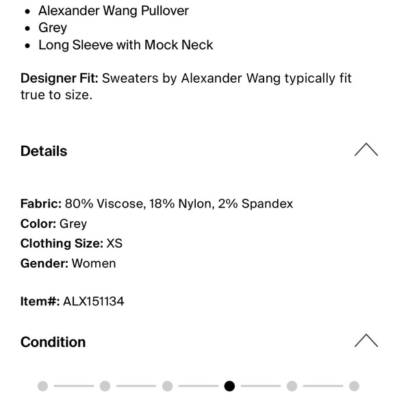 Alexander Wang Mock Neck Sweater - Grey (Size XS) | Very Good Condition - Picture 4 of 6
